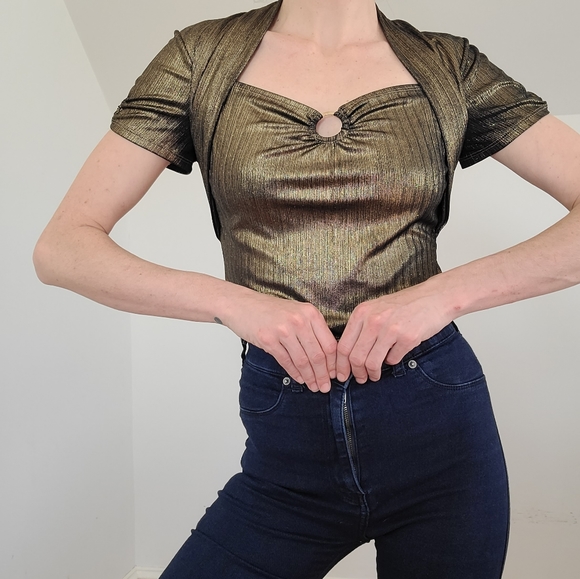 VINTAGE - Gold sparkle top - Picture 8 of 14